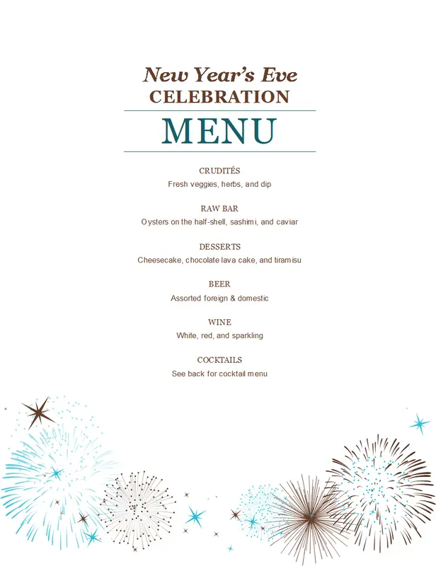 New Year's party menu brown modern-simple