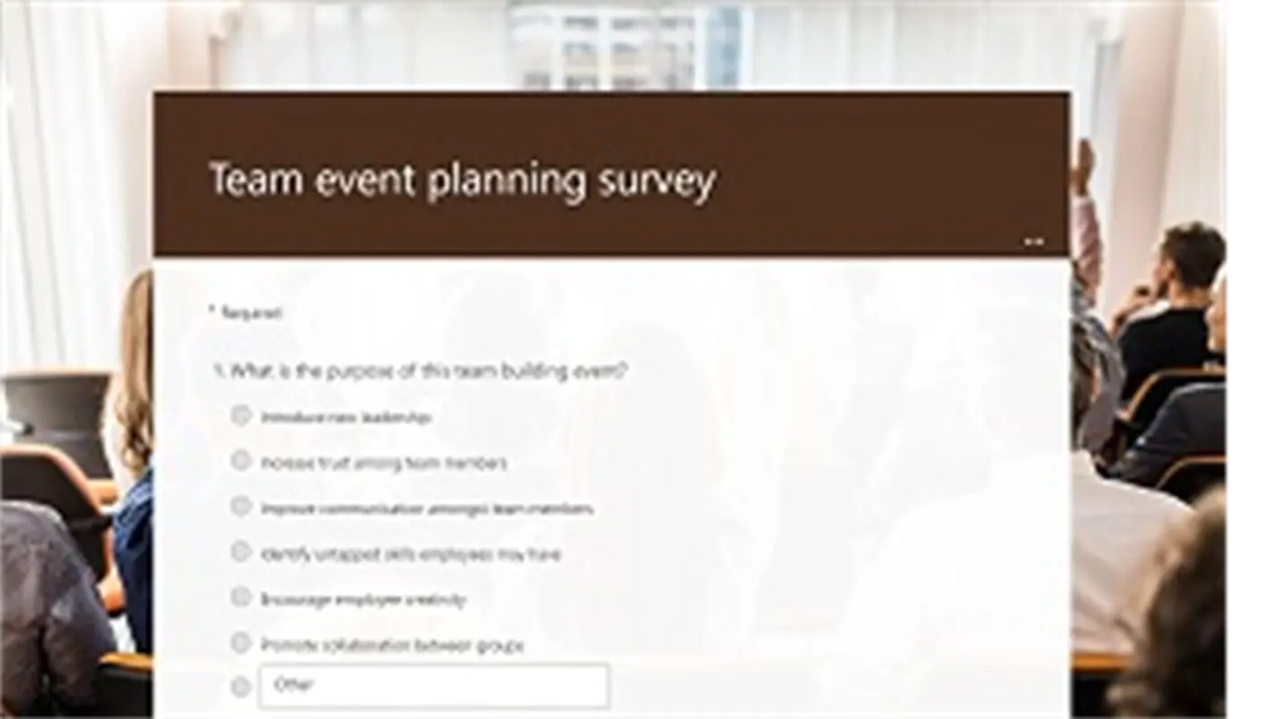 Team event planning survey brown