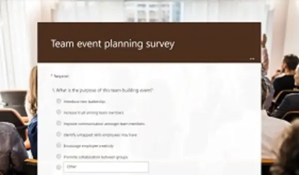 Team event planning survey brown