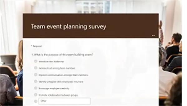 Team event planning survey brown