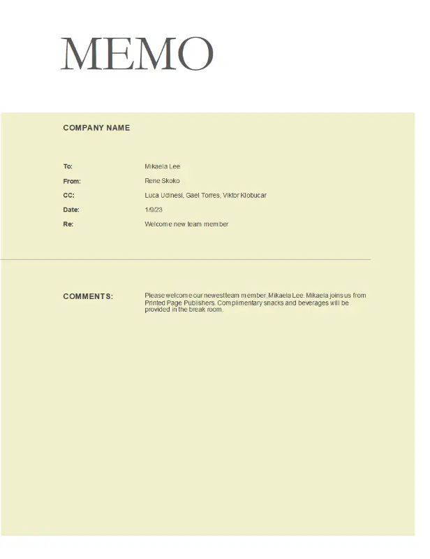 Memo (simple design) <a href=