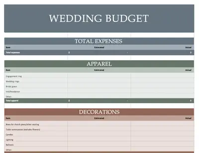 Wedding budget planner modern simple
