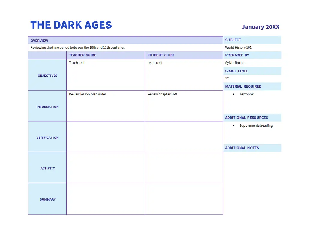 Daily lesson plan (color) modern simple
