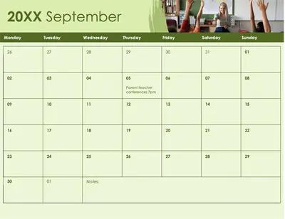 Academic calendar with photos modern-simple