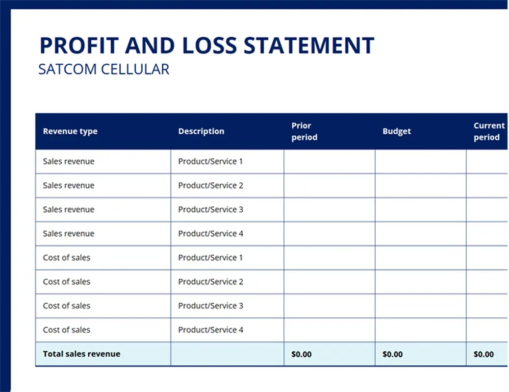 Profit and loss statement (with logo) modern simple