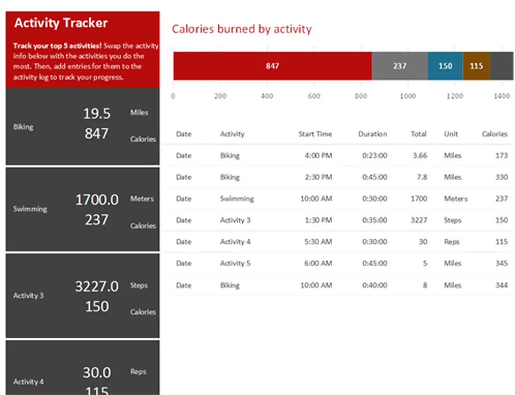 Activity tracker modern simple