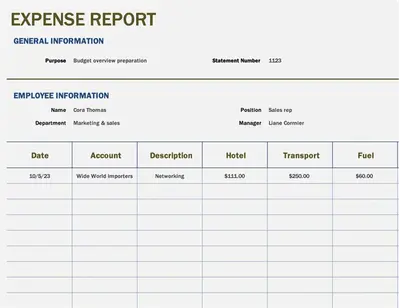 Expense report basic gray modern simple