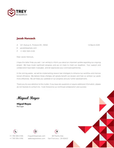 Letterhead with geometric design