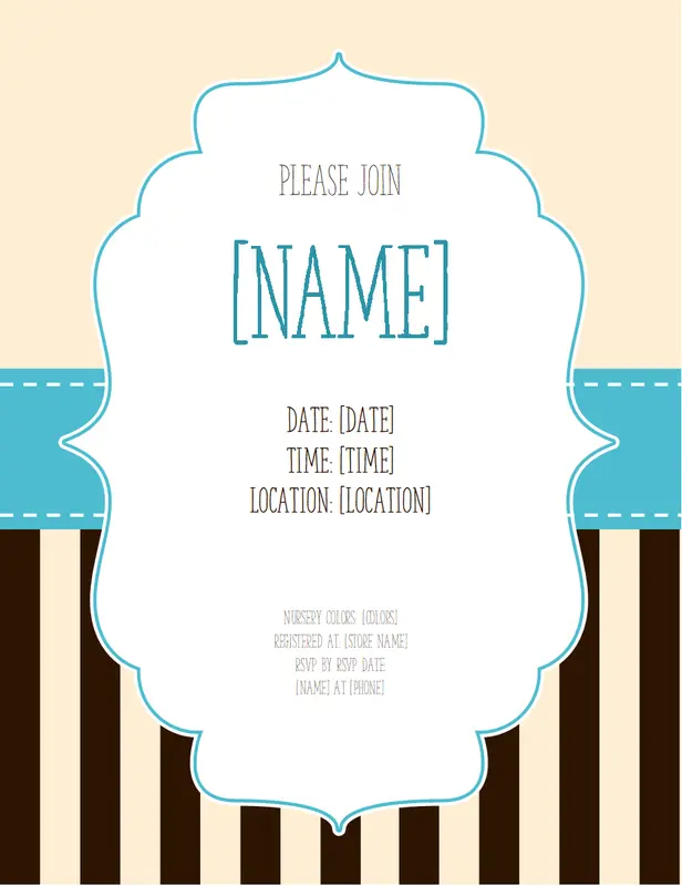 Baby shower invite (boy) blue vintage retro