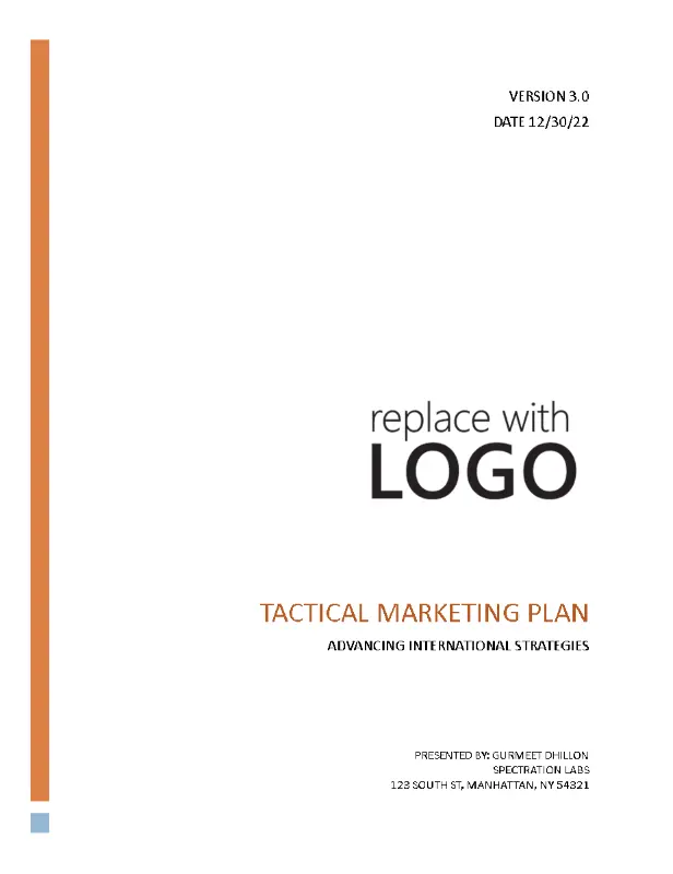 Tactical business marketing plan modern simple