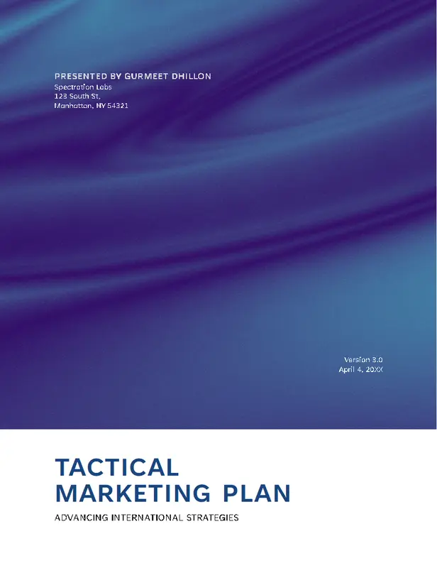 Tactical business marketing plan blue modern simple