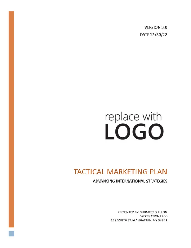 Tactical business marketing plan modern simple