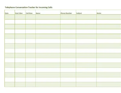 Telephone conversation tracker (for incoming and outgoing calls) modern simple