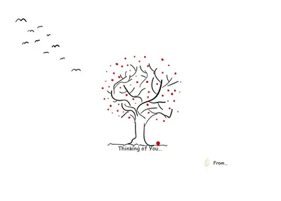 Tree sympathy card black whimsical-line
