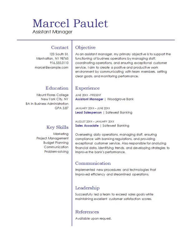 Basic management resume green modern simple