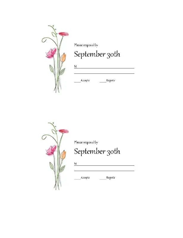 RSVP cards (Watercolor design) green organic-simple