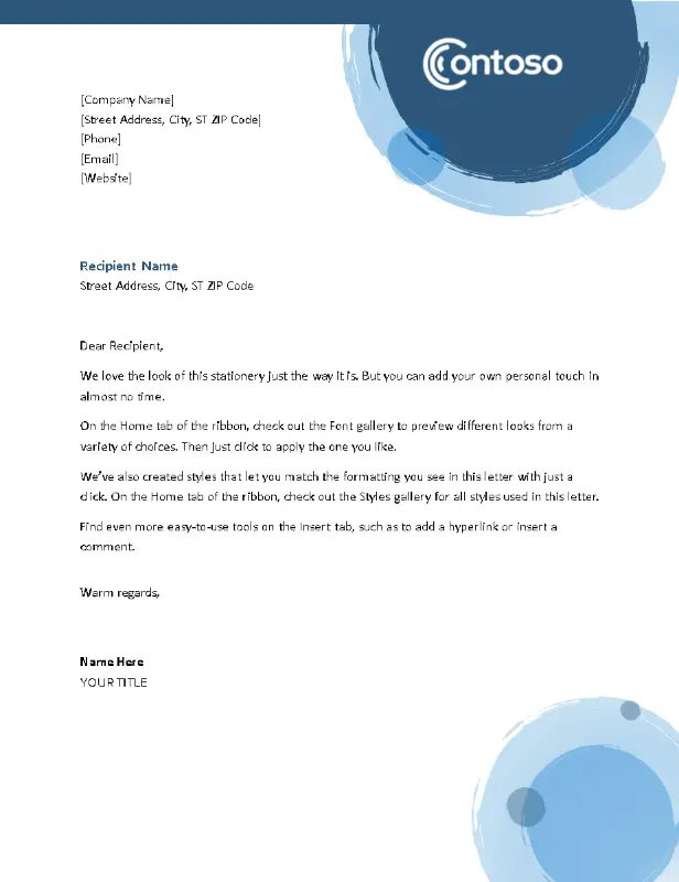 Bubbles letterhead blue modern-simple