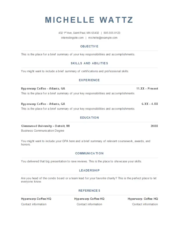 ATS simple food service resume white modern simple