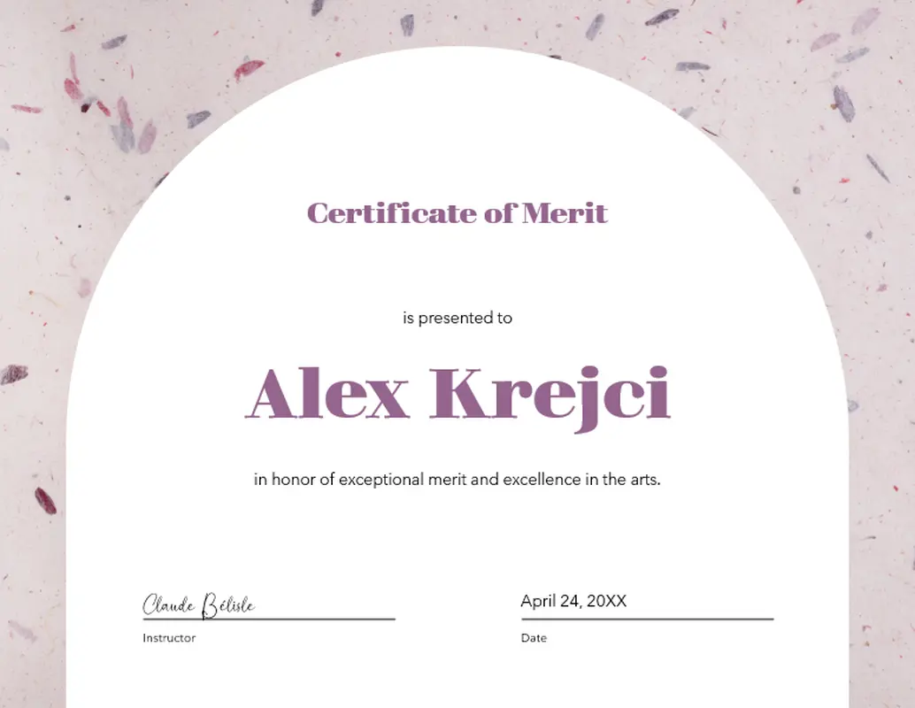 Certificate of merit gray organic-simple