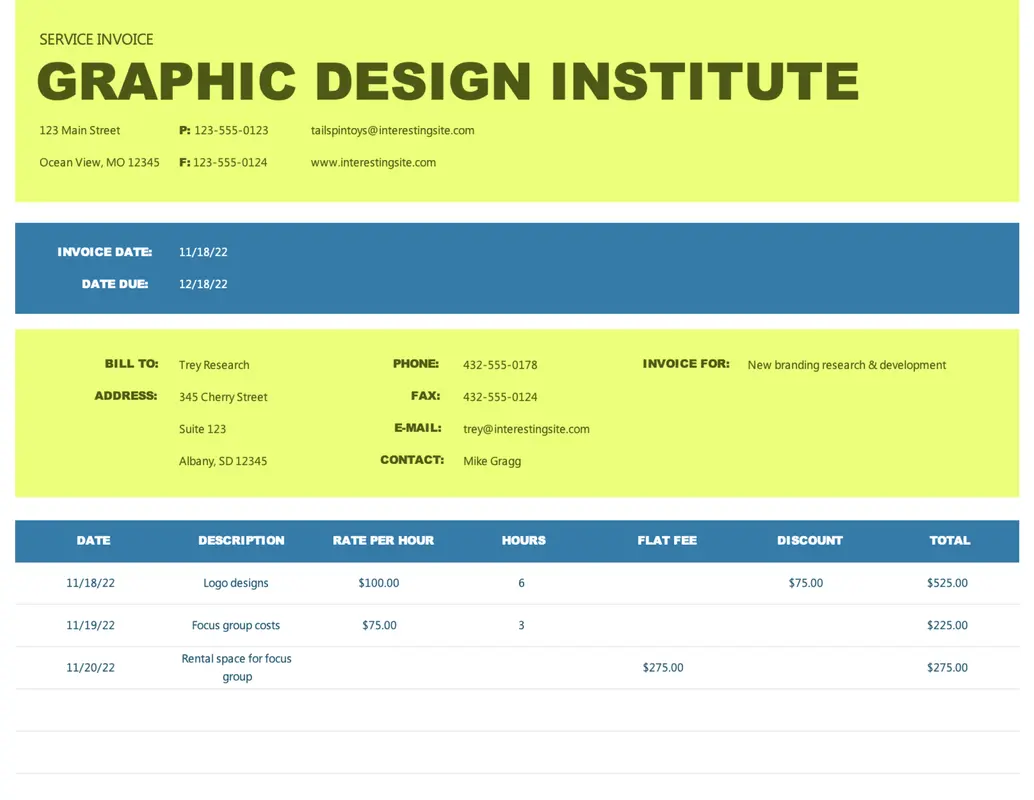 Service invoice simple green modern simple