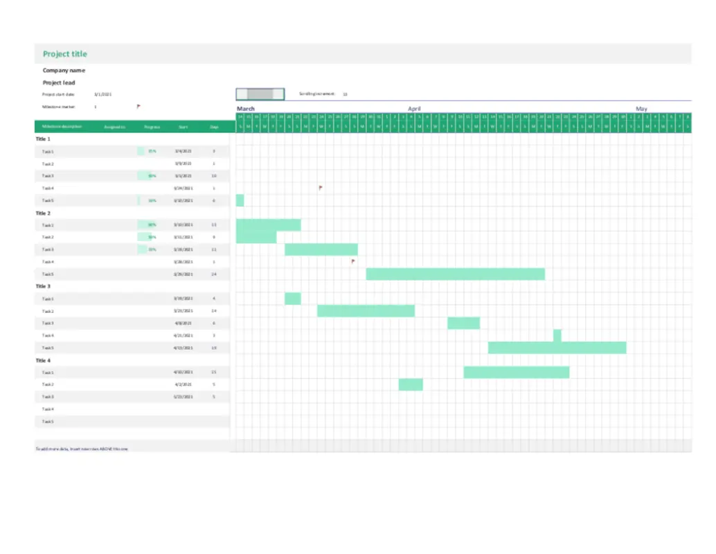 project management gantt chart excel template