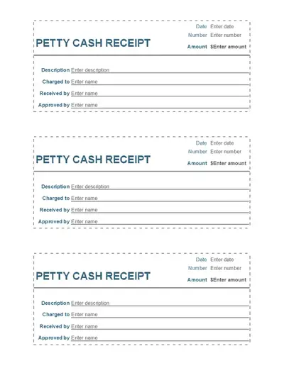 Petty cash receipt (3 per page) modern-simple