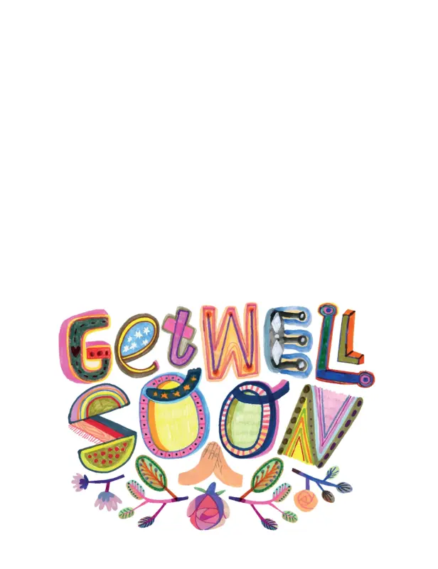 Get well soon card whimsical