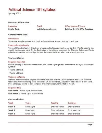 Teacher's syllabus (color) modern simple