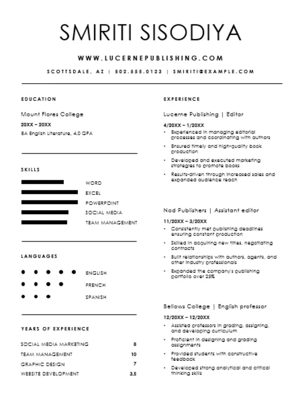Printable resume white modern simple