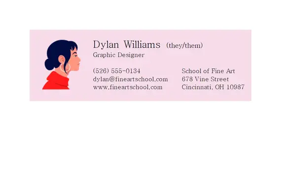 Artsy profile email signature pink modern simple