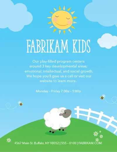 Daycare flyer whimsical-color-block