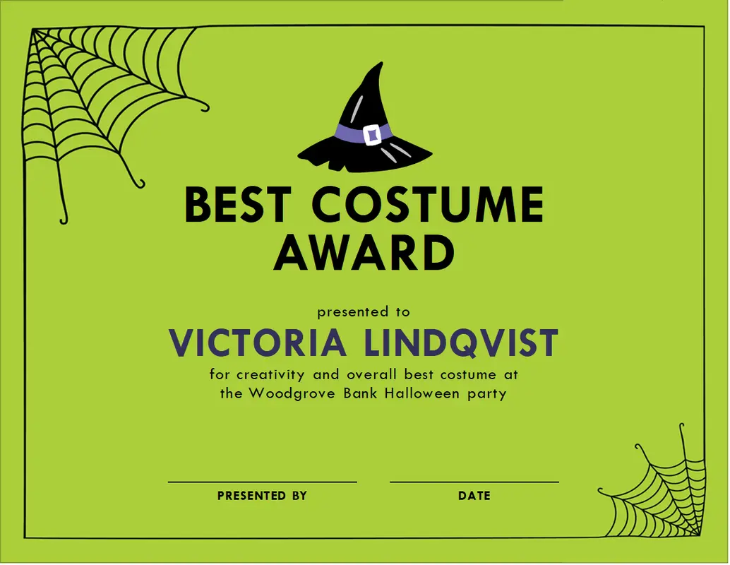 Halloween costume award green whimsical-color-block