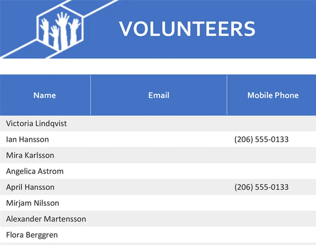 Volunteer assignments modern-simple
