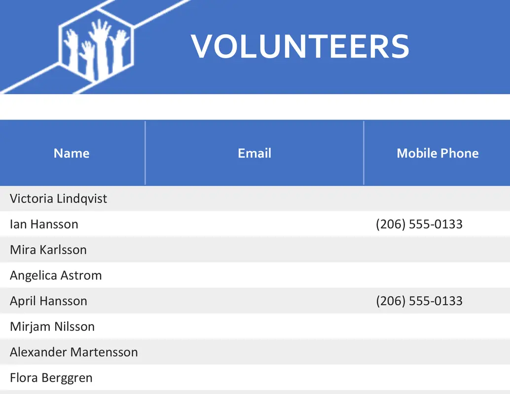 Volunteer assignments blue modern-simple