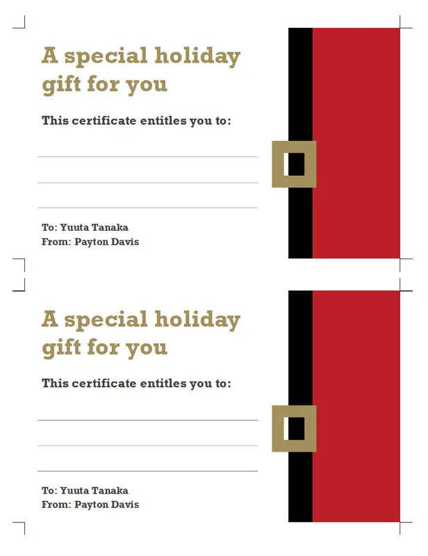 Holiday gift certificates red modern-simple
