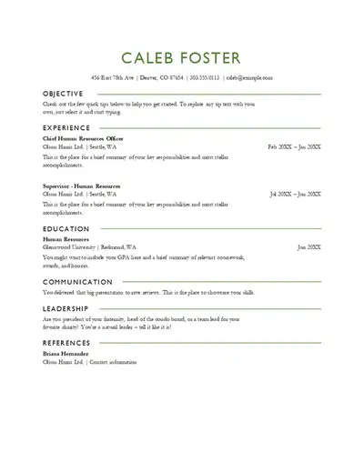 ATS basic HR resume modern simple