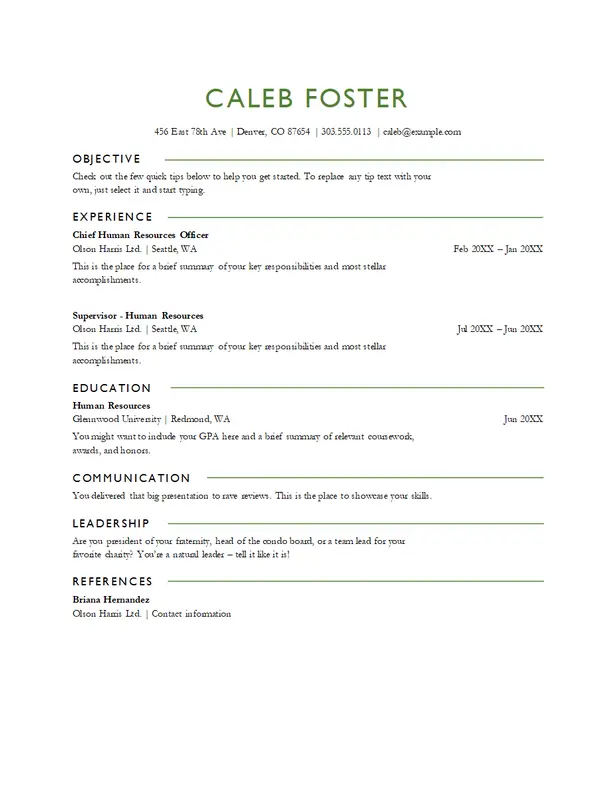 ATS basic HR resume modern simple