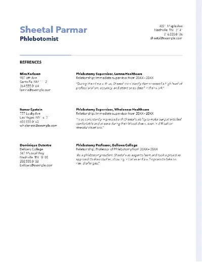 Resume references modern simple
