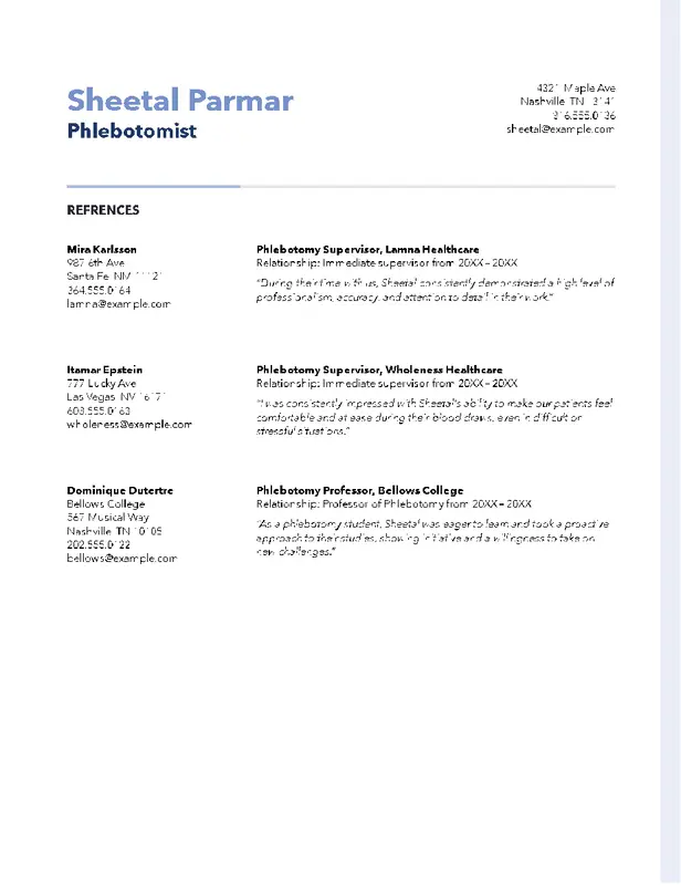 Resume references modern simple