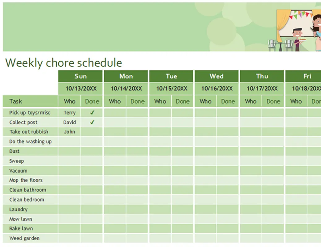 Premium weekly chore schedule modern-simple