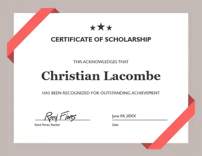 Certificate of scholarship modern simple