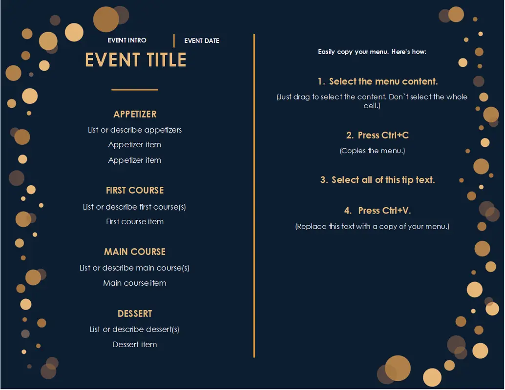 Menu (Elegant Party design, color) modern-simple