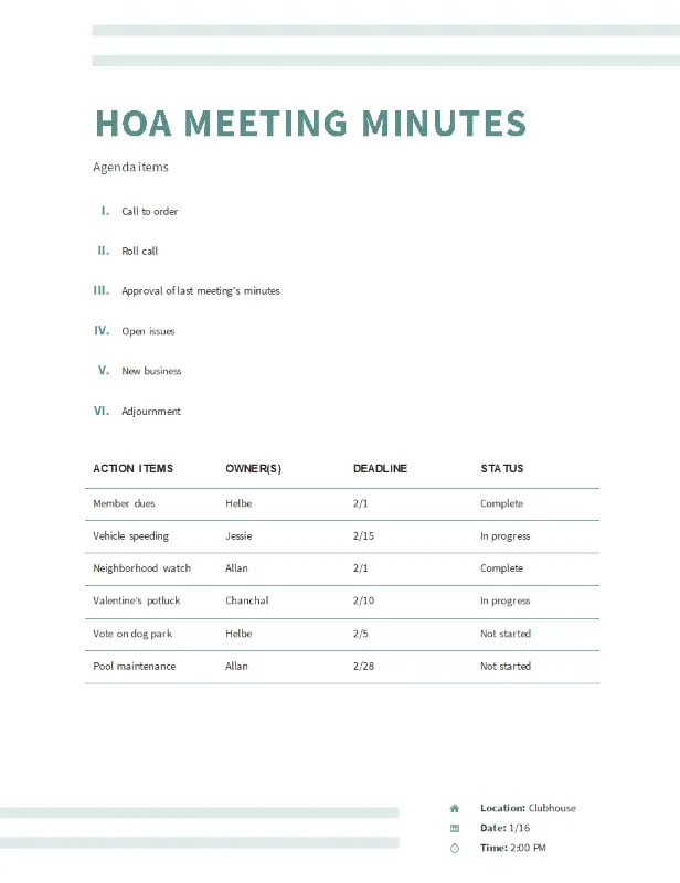 Templates For Keeping Meeting Minutes Microsoft Word Meeting Minutes ...