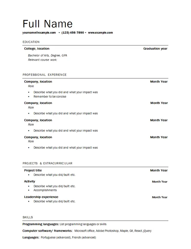 Basic professional resume null modern simple