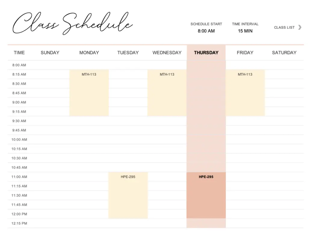Student schedule brown modern-simple