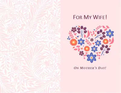 Floral heart Mother's Day card pink vintage-botanical