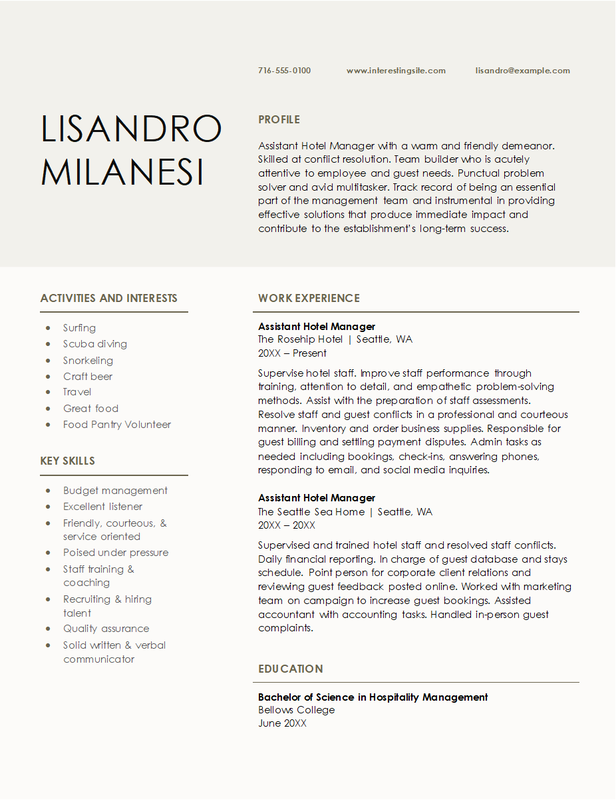 Modern hospitality resume brown modern simple