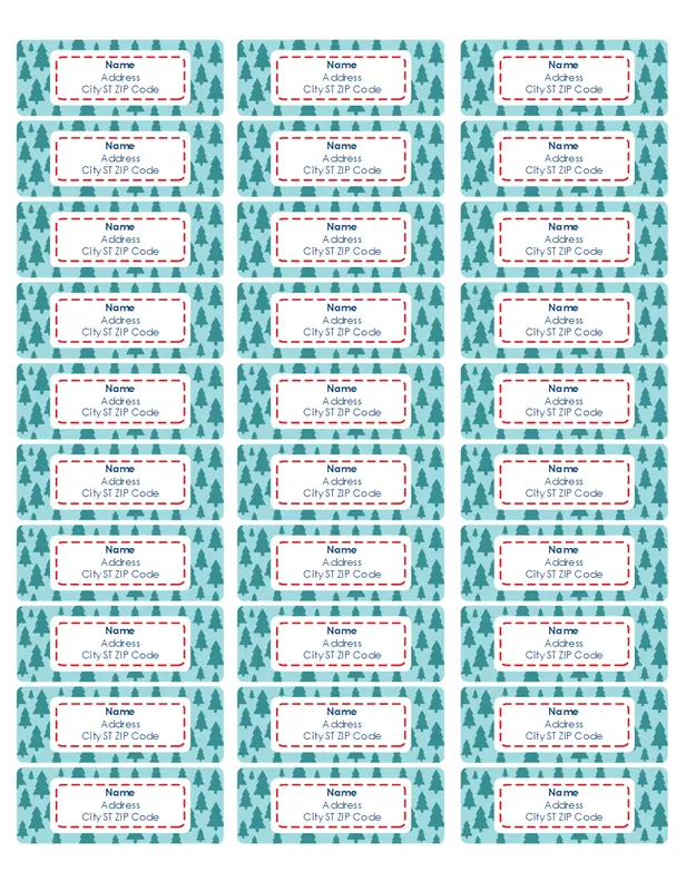 Christmas tree address labels (30 per page) whimsical color block