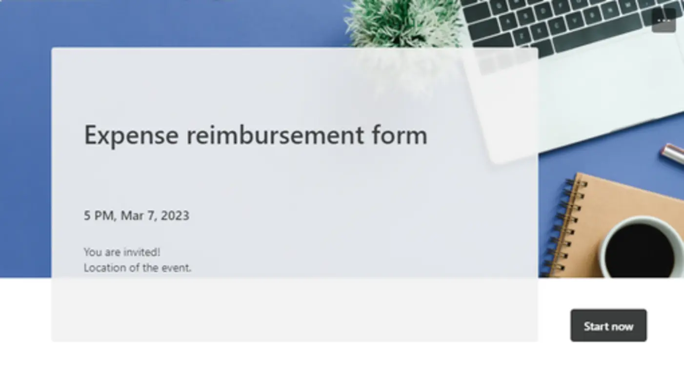 Expense reimbursement form blue modern simple