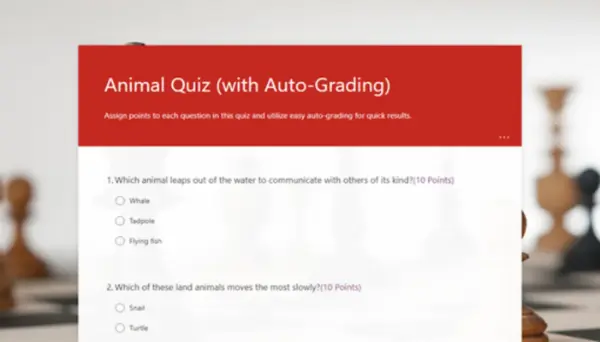 Animal quiz (with auto-grading) black modern simple